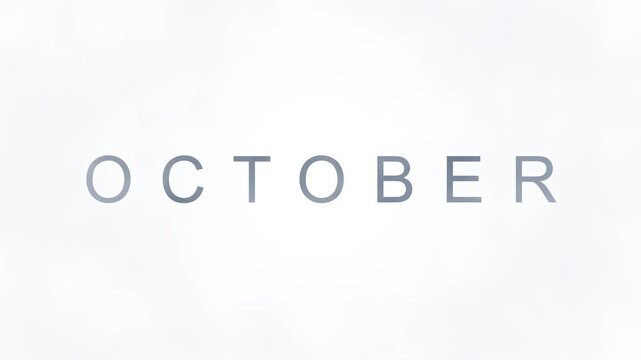 Minimalist Animated October Text Typography on White Background