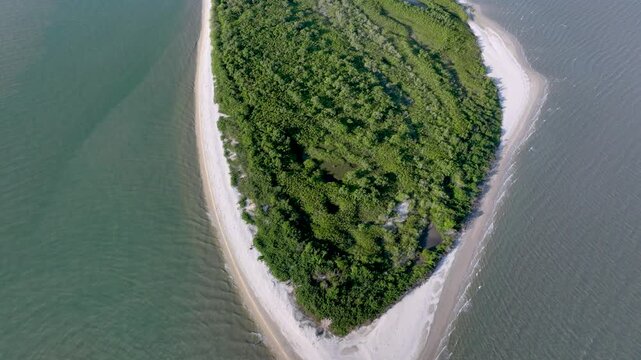 Florian&oacute;polis, Daniela Beach. Aerial View of Tropical Coastline. Establishing Shot. Santa Catarina, Brazil.