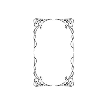 Hand drawn vector abstract outline,graphic,line vintage celebration ornament art nouveau frame in drawing elegant style.Elegant decoration vintage outline design isolated. Floral ornament border