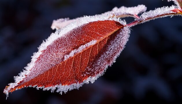 Frozen Leaf Of Rose Bush