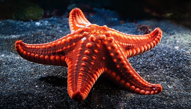 Red Comb Sand Seastar Astropecten Aranciacus
