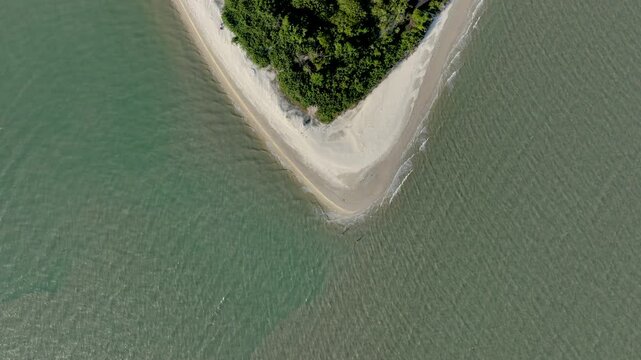 Florian&oacute;polis, Daniela Beach. Aerial View of Tropical Coastline. Establishing Shot. Santa Catarina, Brazil.