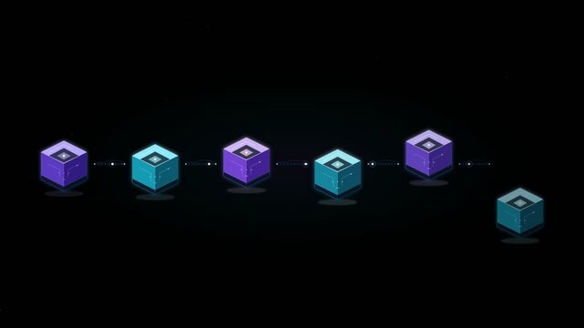 Blockchain Chain Formation Web3 Digital Network Motion Graphics 4K Transparent Loop