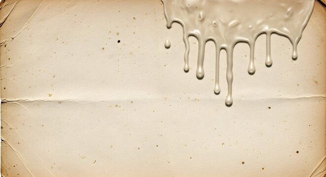 Minimal cream paper background with dripping wax or liquid along the upper edge, creating a vintage rustic surface for artistic and editorial designs