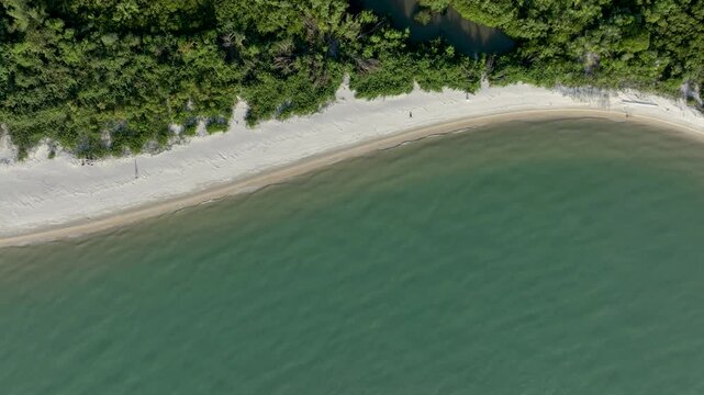 Florian&oacute;polis, Daniela Beach. Aerial View of Tropical Coastline. Establishing Shot. Santa Catarina, Brazil.