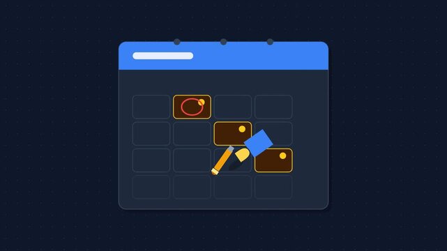 Digital calendar interface with highlighted dates and planning tools.