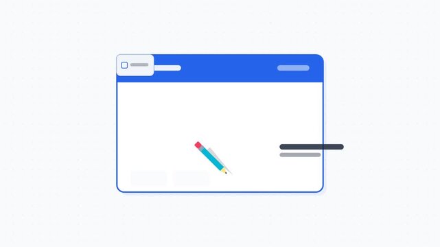Minimalist browser window illustration with a pencil icon for content creation.