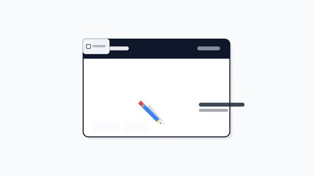 Minimalist browser interface with a pencil for digital content creation.