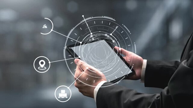Logistics icons illustrate delivery, supply chain, warehouse, and shipping. Logistics connects global trade, logistics optimizes transport, and logistics supports inventory tracking. Gist
