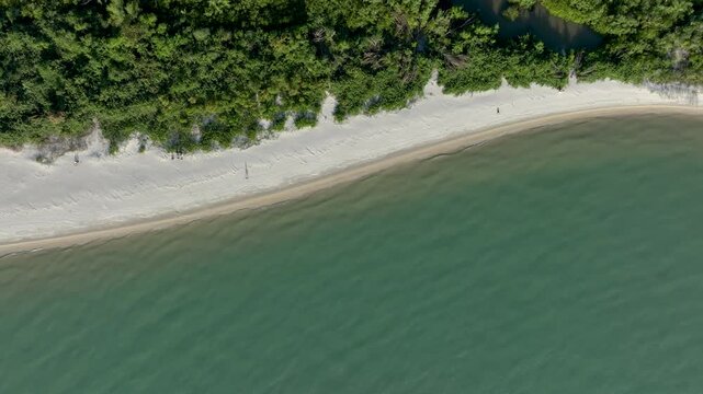 Florian&oacute;polis, Daniela Beach. Aerial View of Tropical Coastline. Establishing Shot. Santa Catarina, Brazil.