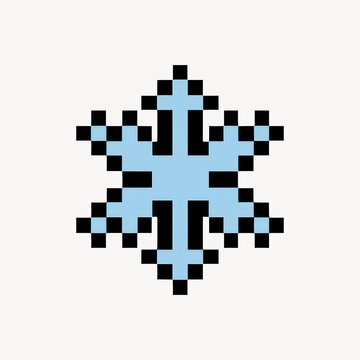 Pixelated blue snowflake design.