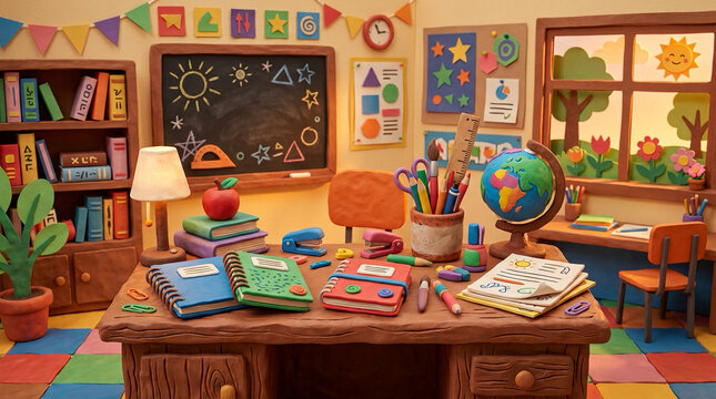 Teacher Desk 3D Illustration