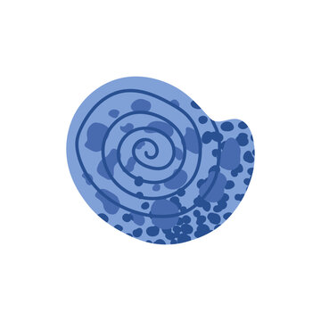 Blue Seashell. Underwater world. Tropical summer vibe. Cute marine element. Exotic vacation. Vector illustration.