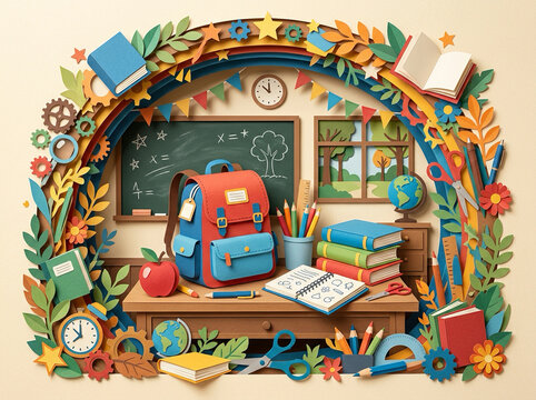 New School Year Paper Cut Design