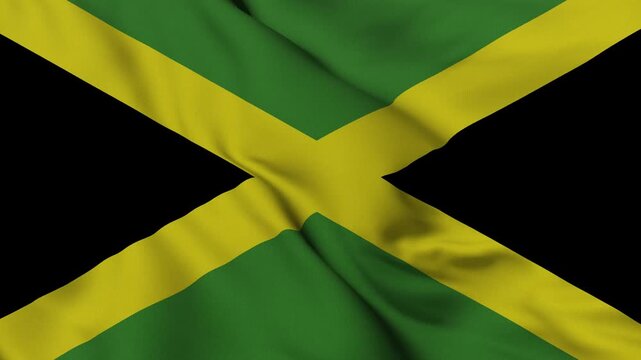4K animation of the Jamaican national flag waving in the wind