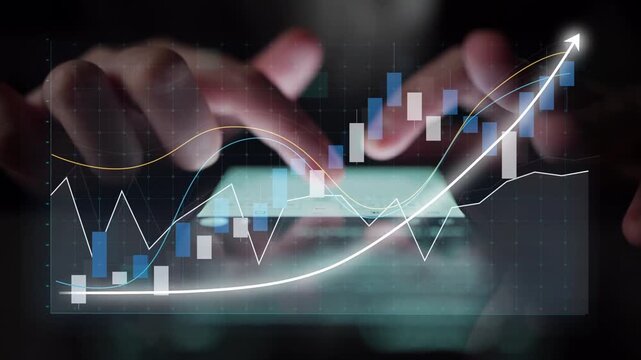 A focused analysis of financial data represented through charts and graphs on a tablet, highlighting market trends and performance in a modern office environment. Copula