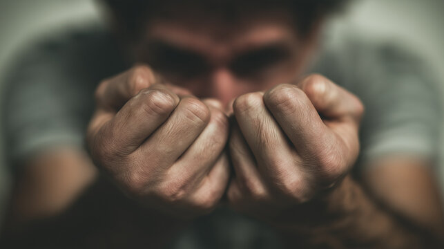 Clenched fists held forward in tension