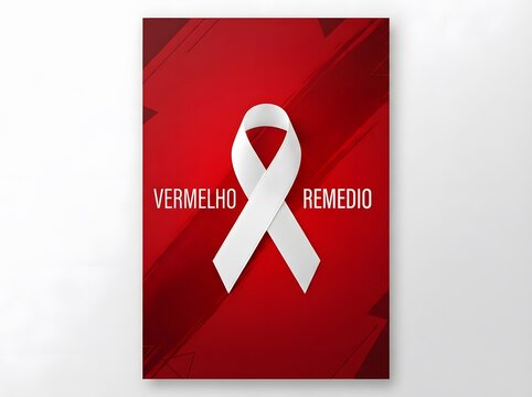 White ribbon symbol on red background representing awareness and support for victims