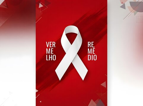 White ribbon symbolizing remembrance and respect on a vibrant red textured background