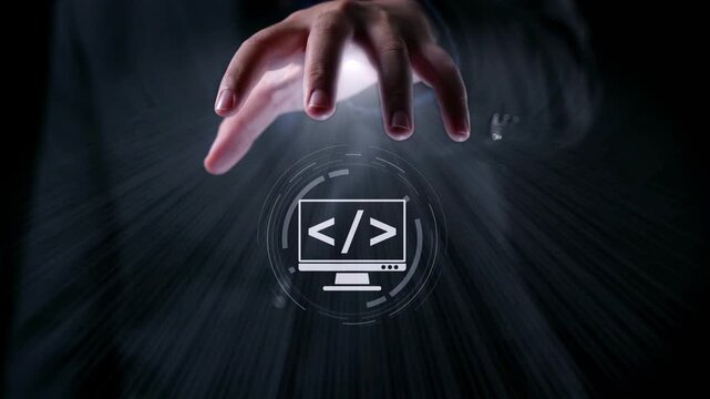 Modern web development concept featuring coding symbols, web development process, web development interface, and web development tools with futuristic design. Elide
