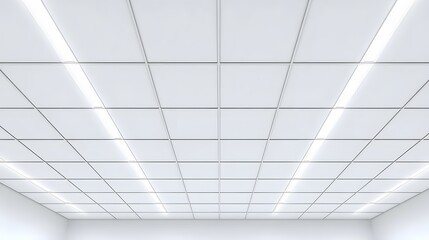Obraz premium White suspended ceiling with integrated linear LED lights.