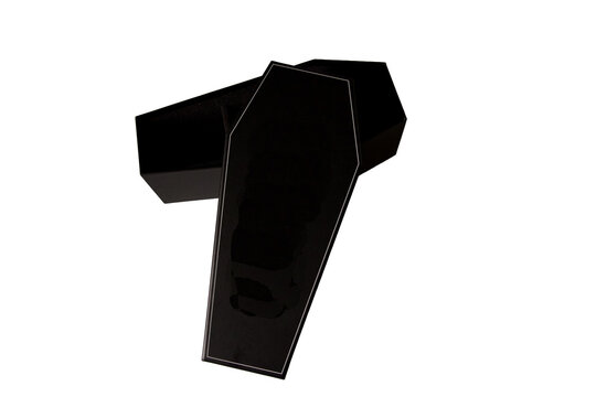 open black coffin Isolated on transparent background&nbsp;