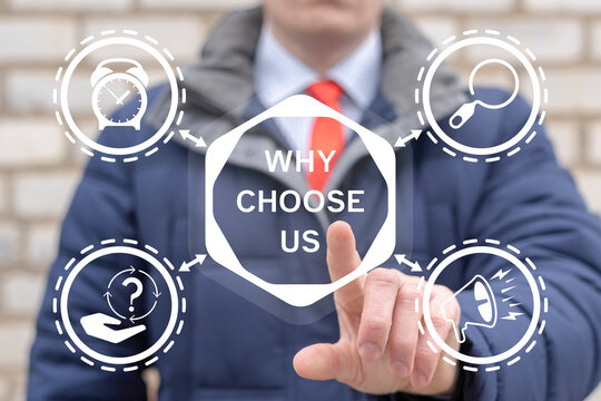 Question concept of why choose us. Why choose us?