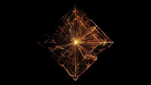 Plexus AI technology cube from animated lines and dots. FUI, HUD. Big data, connection. Artificial intelligence concept. Looping seamless