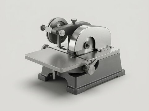 Vintage manual bookbinding sewing machine with metal casing and mechanical parts