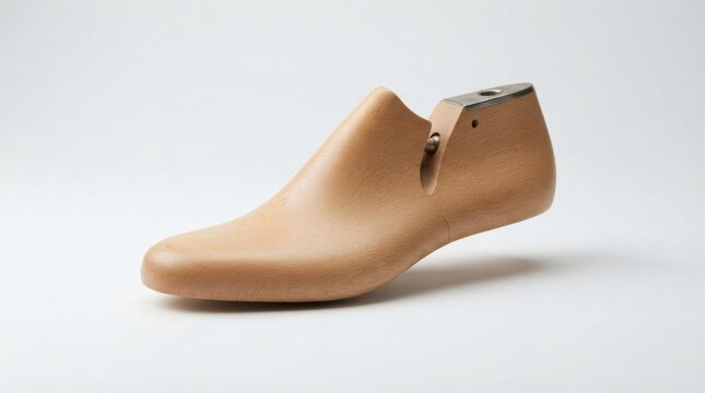Traditional wooden shoe last for shoemaking and cobbler craft with shoemaking tool