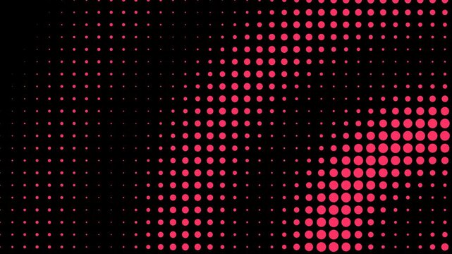 Magenta Halftone Dots Flowing and Pulsing in Digital Waves