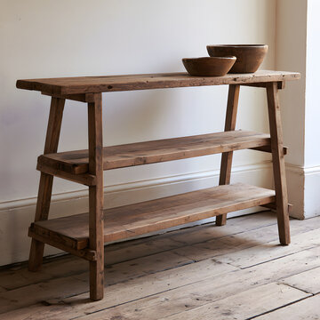 An antique wooden stand used in markets