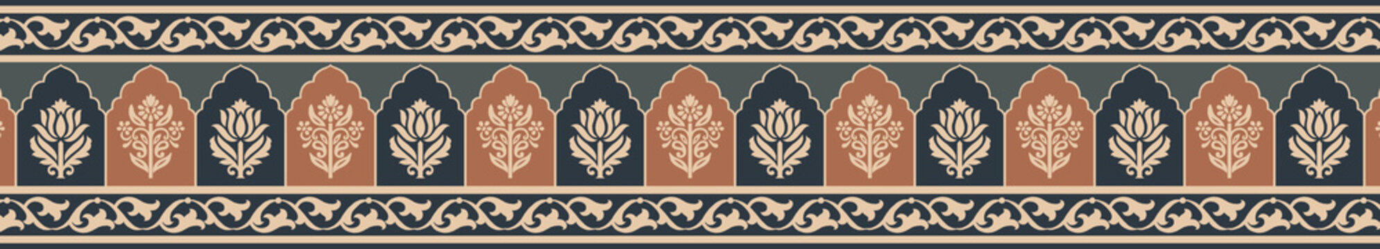 Ethnic Mughal vector art border