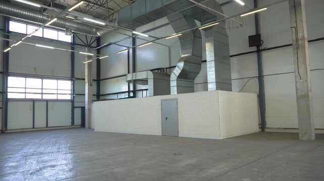Industrial Ventilation System Inside Empty Warehouse