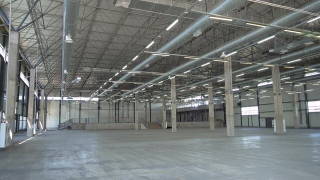 Spacious Empty Industrial Warehouse Interior