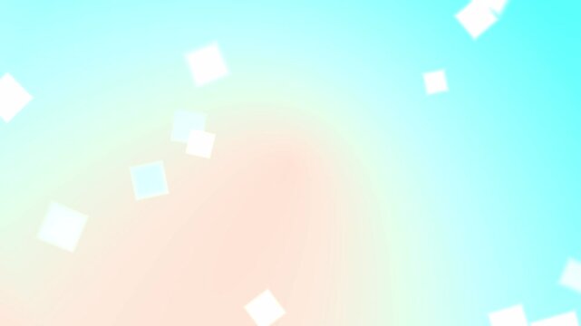 Abstract Floating White Squares on Pastel Teal and Peach Gradient Background