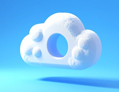 White 3d clouds set isolated on a blue background. Render soft round cartoon fluffy clouds icon in the blue sky. 3d geometric shapes
