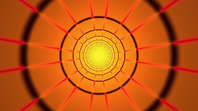 Dynamic Abstract Geometric Light Tunnel Background with Orange and Red Rays