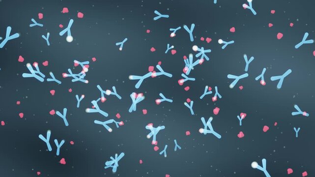 Antibodies Binding To Antigens Immune Response Molecular Biology Science Seamless Loop Background in vibrant teal tones