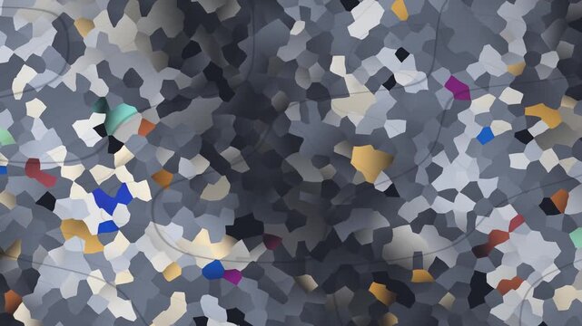 Crossed Polarized Light Mineral Grain Mosaic With Sweeping Extinction Bands Seamless Loop in subtle silver tones