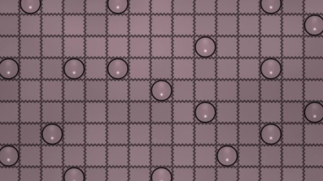 Electrowetting Droplet Grid Stepping Across Microfluidic Electrode Tiles, Seamless Loop in cool rose tones