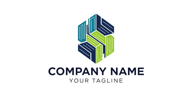 Modern 3D cube logo design for corporate branding identity.
