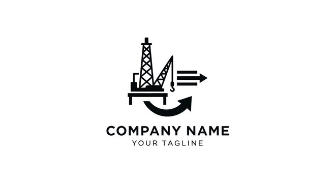 Oil drilling rig and ship logo design for energy company.