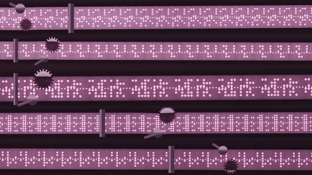 Punched Paper Tape Indexing Sprocket Feed With Backlit Perforations Seamless Loop in subtle magenta tones
