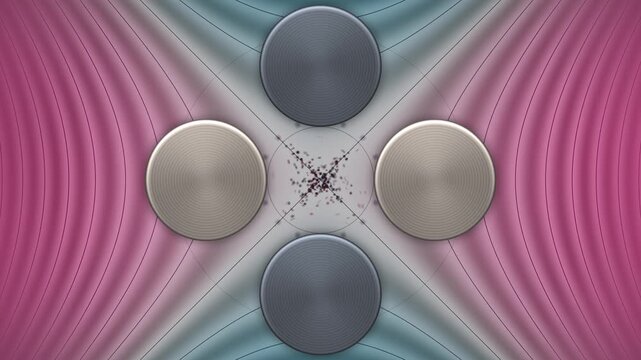 Quadrupole Mass Filter Cross Section: Rotating Hyperbolic Electric Field And Ion Cloud, Seamless Loop in rich magenta tones
