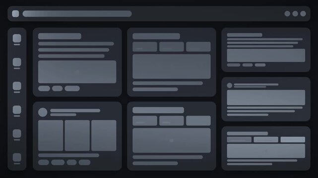 Skeleton Loading UI Placeholder Cards With Shimmer Sweep Seamless Loop in rich graphite tones