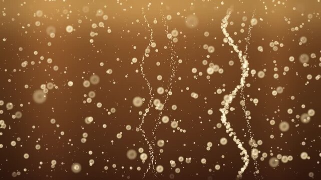 Carbonated soda bubbles rising in colorful fizzy drink macro beverage background seamless loop in rich brown tones