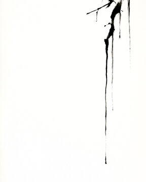 Sumi-e ink wash icicles hanging from a branch / Japanese ink art

