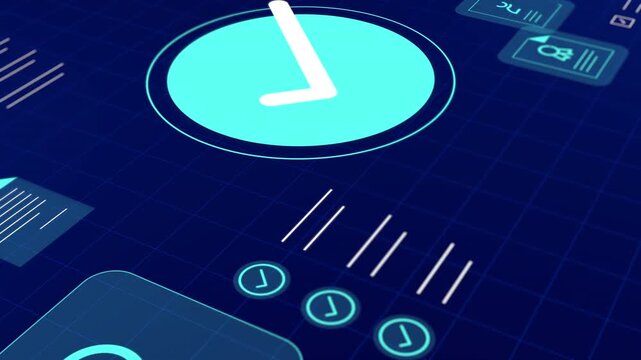 Angled close up perspective of blue verification interface displaying certified checkmark and document icons.
