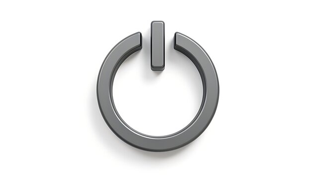 Power button 3D icon isolated on white background, start and shutdown or technology device concept graphic